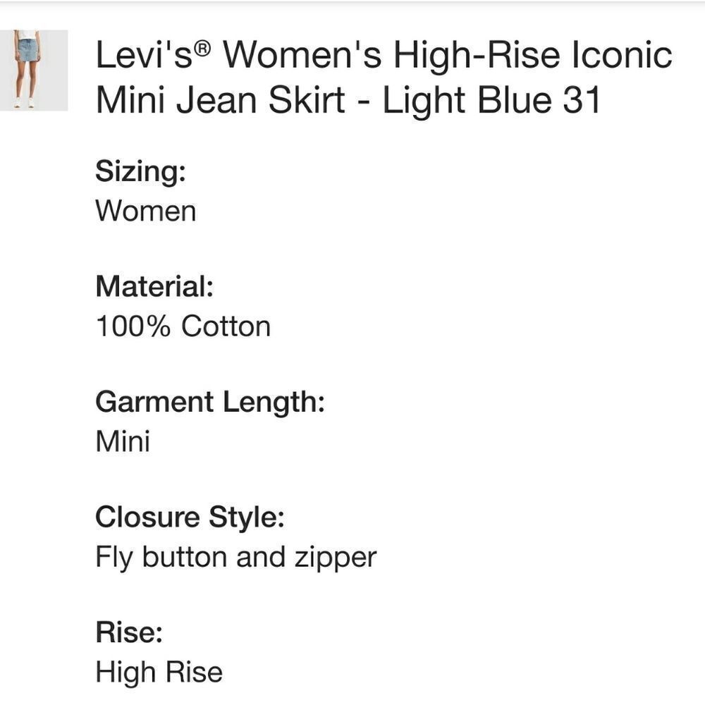 Levi's Women high-rise iconic mini jeans skirt. - Picture 4 of 9